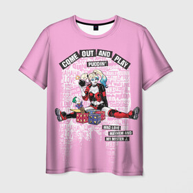 Мужская футболка 3D с принтом Harley Quinn в Новосибирске, 100% полиэфир | прямой крой, круглый вырез горловины, длина до линии бедер | harleen quinzel | harley | harley quin | harley quinn | shtatharley | харли квин | харли квинн | харли куин | харли куинн | харлин квинзель
