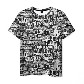 Мужская футболка 3D с принтом Mad Love в Новосибирске, 100% полиэфир | прямой крой, круглый вырез горловины, длина до линии бедер | harleen quinzel | harley | harley quin | harley quinn | харли квин | харли квинн | харли куин | харли куинн | харлин квинзель