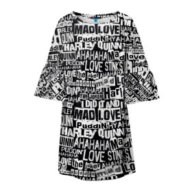 Детское платье 3D с принтом Mad Love в Новосибирске, 100% полиэстер | прямой силуэт, чуть расширенный к низу. Круглая горловина, на рукавах — воланы | harleen quinzel | harley | harley quin | harley quinn | харли квин | харли квинн | харли куин | харли куинн | харлин квинзель