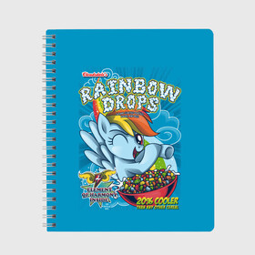 Тетрадь с принтом Rainbow brops в Новосибирске, 100% бумага | 48 листов, плотность листов — 60 г/м2, плотность картонной обложки — 250 г/м2. Листы скреплены сбоку удобной пружинной спиралью. Уголки страниц и обложки скругленные. Цвет линий — светло-серый
 | applejack | little | magic | mlp | my | pinkie pie | pony | rainbow dash | rarity | twilight | дракон | дружба | единорог | искорка | пони | селестия | спайк | сумеречная | это чудо