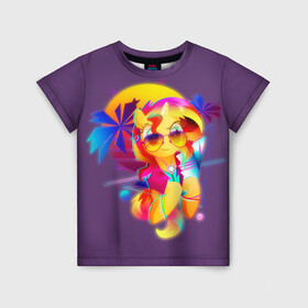 Детская футболка 3D с принтом My little pony в Новосибирске, 100% гипоаллергенный полиэфир | прямой крой, круглый вырез горловины, длина до линии бедер, чуть спущенное плечо, ткань немного тянется | Тематика изображения на принте: applejack | little | magic | mlp | my | pinkie pie | pony | rainbow dash | rarity | twilight | дракон | дружба | единорог | искорка | пони | селестия | спайк | сумеречная | это чудо