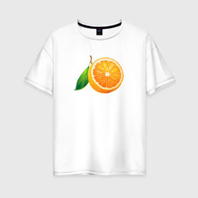 Женская футболка хлопок Oversize с принтом Апельсин в Новосибирске, 100% хлопок | свободный крой, круглый ворот, спущенный рукав, длина до линии бедер
 | апельсин | еда | рисунок | фрукт