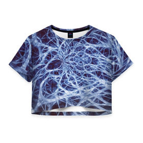 Женская футболка Cropp-top с принтом Nerves в Новосибирске, 100% полиэстер | круглая горловина, длина футболки до линии талии, рукава с отворотами | nerves | абстрактно | абстрактные | абстрактный | абстракция | нейронная | неон | неонка | неоновые | нерв | нервная | нервы | объёмные | объёмный | светящиеся | светящийся | сетка | сеть | система