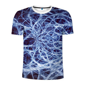 Мужская футболка 3D спортивная с принтом Nerves в Новосибирске, 100% полиэстер с улучшенными характеристиками | приталенный силуэт, круглая горловина, широкие плечи, сужается к линии бедра | nerves | абстрактно | абстрактные | абстрактный | абстракция | нейронная | неон | неонка | неоновые | нерв | нервная | нервы | объёмные | объёмный | светящиеся | светящийся | сетка | сеть | система
