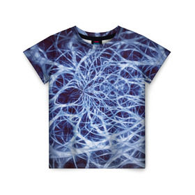 Детская футболка 3D с принтом Nerves в Новосибирске, 100% гипоаллергенный полиэфир | прямой крой, круглый вырез горловины, длина до линии бедер, чуть спущенное плечо, ткань немного тянется | Тематика изображения на принте: nerves | абстрактно | абстрактные | абстрактный | абстракция | нейронная | неон | неонка | неоновые | нерв | нервная | нервы | объёмные | объёмный | светящиеся | светящийся | сетка | сеть | система