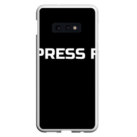 Чехол для Samsung S10E с принтом Футболка с надписью PRESS F в Новосибирске, Силикон | Область печати: задняя сторона чехла, без боковых панелей | mem meme | press f | мем | мемас | мемы | надписью | чёрный | шрифт