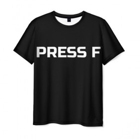 Мужская футболка 3D с принтом Футболка с надписью PRESS F в Новосибирске, 100% полиэфир | прямой крой, круглый вырез горловины, длина до линии бедер | mem meme | press f | мем | мемас | мемы | надписью | чёрный | шрифт