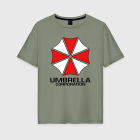 Женская футболка хлопок Oversize с принтом UMBRELLA CORP в Новосибирске, 100% хлопок | свободный крой, круглый ворот, спущенный рукав, длина до линии бедер
 | ada wong | biohazard | leon | nemesis | project resistance | raccoon city | re | re3 | resident evil | resident evil 3 | rpd | stars | umbrella | ада вонг | амбрелла | немезис | ужасы