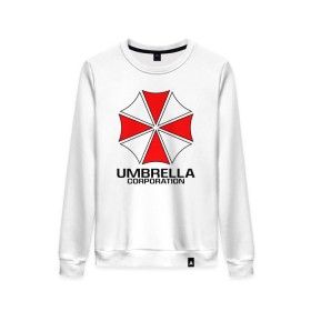 Женский свитшот хлопок с принтом UMBRELLA CORP в Новосибирске, 100% хлопок | прямой крой, круглый вырез, на манжетах и по низу широкая трикотажная резинка  | ada wong | biohazard | leon | nemesis | project resistance | raccoon city | re | re3 | resident evil | resident evil 3 | rpd | stars | umbrella | ада вонг | амбрелла | немезис | ужасы