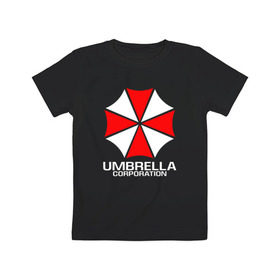 Детская футболка хлопок с принтом UMBRELLA CORP в Новосибирске, 100% хлопок | круглый вырез горловины, полуприлегающий силуэт, длина до линии бедер | Тематика изображения на принте: ada wong | biohazard | leon | nemesis | project resistance | raccoon city | re | re3 | resident evil | resident evil 3 | rpd | stars | umbrella | ада вонг | амбрелла | немезис | ужасы