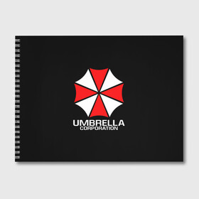 Альбом для рисования с принтом UMBRELLA CORP в Новосибирске, 100% бумага
 | матовая бумага, плотность 200 мг. | Тематика изображения на принте: ada wong | biohazard | leon | nemesis | project resistance | raccoon city | re | re3 | resident evil | resident evil 3 | rpd | stars | umbrella | ада вонг | амбрелла | немезис | ужасы