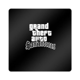 Магнит виниловый Квадрат с принтом GTA San Andreas в Новосибирске, полимерный материал с магнитным слоем | размер 9*9 см, закругленные углы | Тематика изображения на принте: gta | sa | sanandreas | футболка | чёрный