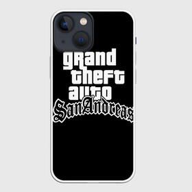 Чехол для iPhone 13 mini с принтом GTA San Andreas в Новосибирске,  |  | gta | sa | sanandreas | футболка | чёрный