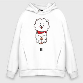 Мужское худи Oversize хлопок с принтом BTS BT21 RJ в Новосибирске, френч-терри — 70% хлопок, 30% полиэстер. Мягкий теплый начес внутри —100% хлопок | боковые карманы, эластичные манжеты и нижняя кромка, капюшон на магнитной кнопке | Тематика изображения на принте: bt21 | bts | j hope | jimin | jin | jungkook | k pop | puzzle star bt21 | rj | rm | suga | v | для детей | игра | музыка