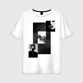 Женская футболка хлопок Oversize с принтом Чёрно-белые фото в Новосибирске, 100% хлопок | свободный крой, круглый ворот, спущенный рукав, длина до линии бедер
 | black and white
