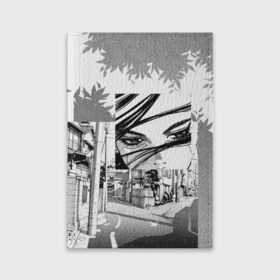 Обложка для паспорта матовая кожа с принтом sad manga в Новосибирске, натуральная матовая кожа | размер 19,3 х 13,7 см; прозрачные пластиковые крепления | anime | manga | sad | tokyo | аниме | взгляд | глаза | грусть | девушка | дерево | дорога | листья | манга | одиночество | токио | улица | ч б | черно белые | япония