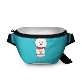 Поясная сумка 3D с принтом BTS BT21 RJ в Новосибирске, 100% полиэстер | плотная ткань, ремень с регулируемой длиной, внутри несколько карманов для мелочей, основное отделение и карман с обратной стороны сумки застегиваются на молнию | bt21 | bts | j hope | jimin | jin | jungkook | k pop | puzzle star bt21 | rj | rm | suga | v | для детей | игра | музыка