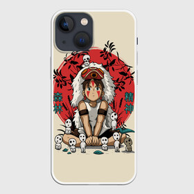 Чехол для iPhone 13 mini с принтом Princess Mononoke в Новосибирске,  |  | eboshi | ghibli | hayao | hime | lady | miyazaki | mononoke | princess | studio | аситака | волчица | гибли | дух леса | мононоке | моро | сан