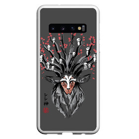 Чехол для Samsung Galaxy S10 с принтом Princess Mononoke в Новосибирске, Силикон | Область печати: задняя сторона чехла, без боковых панелей | eboshi | ghibli | hayao | hime | lady | miyazaki | mononoke | princess | studio | аситака | волчица | гибли | дух леса | мононоке | моро | сан