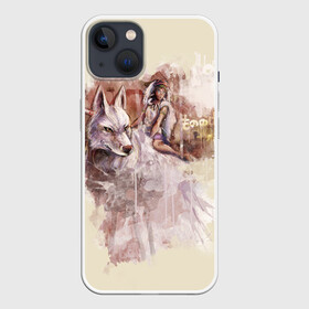 Чехол для iPhone 13 с принтом Princess Mononoke в Новосибирске,  |  | eboshi | ghibli | hayao | hime | lady | miyazaki | mononoke | princess | studio | аситака | волчица | гибли | дух леса | мононоке | моро | сан