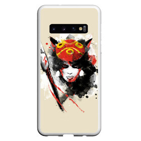 Чехол для Samsung Galaxy S10 с принтом Princess Mononoke в Новосибирске, Силикон | Область печати: задняя сторона чехла, без боковых панелей | eboshi | ghibli | hayao | hime | lady | miyazaki | mononoke | princess | studio | аситака | волчица | гибли | дух леса | мононоке | моро | сан