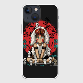 Чехол для iPhone 13 mini с принтом Princess Mononoke в Новосибирске,  |  | eboshi | ghibli | hayao | hime | lady | miyazaki | mononoke | princess | studio | аситака | волчица | гибли | дух леса | мононоке | моро | сан