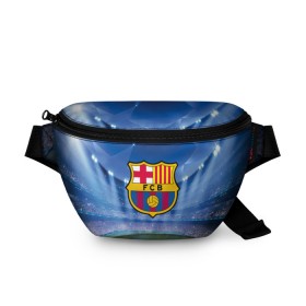 Поясная сумка 3D с принтом FC Barcelona в Новосибирске, 100% полиэстер | плотная ткань, ремень с регулируемой длиной, внутри несколько карманов для мелочей, основное отделение и карман с обратной стороны сумки застегиваются на молнию | barcelona | spain | барселона | испания