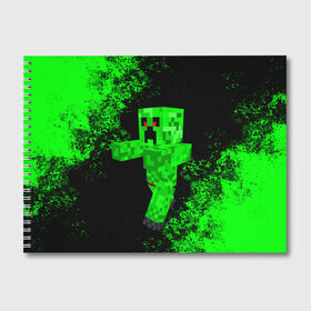 Альбом для рисования с принтом MINECRAFT в Новосибирске, 100% бумага
 | матовая бумага, плотность 200 мг. | Тематика изображения на принте: game | minecraft | блоки | игра | квадраты | компьютерная игра | крипер | майнкрафт