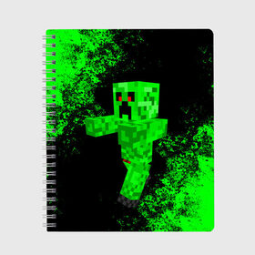 Тетрадь с принтом MINECRAFT в Новосибирске, 100% бумага | 48 листов, плотность листов — 60 г/м2, плотность картонной обложки — 250 г/м2. Листы скреплены сбоку удобной пружинной спиралью. Уголки страниц и обложки скругленные. Цвет линий — светло-серый
 | Тематика изображения на принте: game | minecraft | блоки | игра | квадраты | компьютерная игра | крипер | майнкрафт
