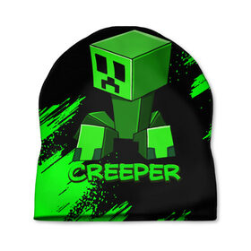 Шапка 3D с принтом MINECRAFT CREEPER в Новосибирске, 100% полиэстер | универсальный размер, печать по всей поверхности изделия | game | minecraft | блоки | игра | квадраты | компьютерная игра | крипер | майнкрафт