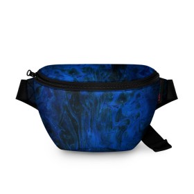 Поясная сумка 3D с принтом BLUE GLOSS в Новосибирске, 100% полиэстер | плотная ткань, ремень с регулируемой длиной, внутри несколько карманов для мелочей, основное отделение и карман с обратной стороны сумки застегиваются на молнию | abstraction | blue | cosmos | gloss | kosmos | neon | trend | абстракция | акрил | акриловые | блеск | кислотный | космос | краски | синий