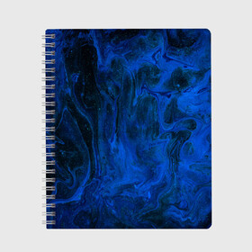Тетрадь с принтом BLUE GLOSS в Новосибирске, 100% бумага | 48 листов, плотность листов — 60 г/м2, плотность картонной обложки — 250 г/м2. Листы скреплены сбоку удобной пружинной спиралью. Уголки страниц и обложки скругленные. Цвет линий — светло-серый
 | Тематика изображения на принте: abstraction | blue | cosmos | gloss | kosmos | neon | trend | абстракция | акрил | акриловые | блеск | кислотный | космос | краски | синий