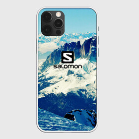 Чехол для iPhone 12 Pro с принтом SALOMON в Новосибирске, силикон | область печати: задняя сторона чехла, без боковых панелей | salomon | горы | снег | спорт