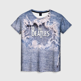 Женская футболка 3D с принтом The Beatles в Новосибирске, 100% полиэфир ( синтетическое хлопкоподобное полотно) | прямой крой, круглый вырез горловины, длина до линии бедер | england | group | jeans | legend | liverpool | music | rock | the beatles | англия | битлз | группа | джинса | легенда | ливерпуль | музыка | рок