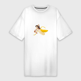 Платье-футболка хлопок с принтом Николас Кейдж в банане в Новосибирске,  |  | mem | memes | актер | банан | знаменитость | мем | николас кейдж | прикол | смешная картинка | юмор