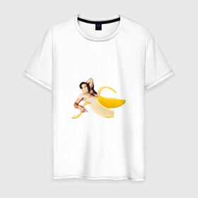 Мужская футболка хлопок с принтом Николас Кейдж в банане в Новосибирске, 100% хлопок | прямой крой, круглый вырез горловины, длина до линии бедер, слегка спущенное плечо. | mem | memes | актер | банан | знаменитость | мем | николас кейдж | прикол | смешная картинка | юмор