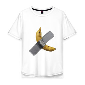 Мужская футболка хлопок Oversize с принтом Банан за 120 тысяч долларов в Новосибирске, 100% хлопок | свободный крой, круглый ворот, “спинка” длиннее передней части | art basel | banan | mem | memas | meme | мем | мемас | мемчик