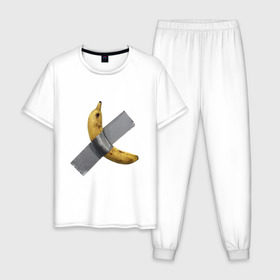 Мужская пижама хлопок с принтом Банан за 120 тысяч долларов в Новосибирске, 100% хлопок | брюки и футболка прямого кроя, без карманов, на брюках мягкая резинка на поясе и по низу штанин
 | art basel | banan | mem | memas | meme | мем | мемас | мемчик