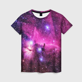 Женская футболка 3D с принтом КОСМОС в Новосибирске, 100% полиэфир ( синтетическое хлопкоподобное полотно) | прямой крой, круглый вырез горловины, длина до линии бедер | galaxy | nasa | nebula | space | star | абстракция | вселенная | галактика | звезда | звезды | космический | наса | планеты