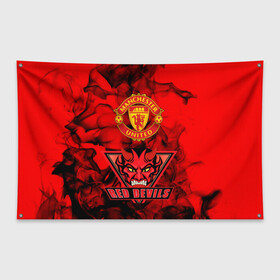 Флаг-баннер с принтом Manchester United в Новосибирске, 100% полиэстер | размер 67 х 109 см, плотность ткани — 95 г/м2; по краям флага есть четыре люверса для крепления | manchester united | red devils | красные дьяволы | манчестер | манчестер юнайтед | футбол