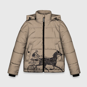 Зимняя куртка для мальчиков 3D с принтом лошадь с колесницей в Новосибирске, ткань верха — 100% полиэстер; подклад — 100% полиэстер, утеплитель — 100% полиэстер | длина ниже бедра, удлиненная спинка, воротник стойка и отстегивающийся капюшон. Есть боковые карманы с листочкой на кнопках, утяжки по низу изделия и внутренний карман на молнии. 

Предусмотрены светоотражающий принт на спинке, радужный светоотражающий элемент на пуллере молнии и на резинке для утяжки | животные | конный спорт | конь | лошадь | наездник | спорт