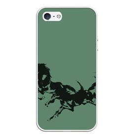 Чехол для iPhone 5/5S матовый с принтом черные кони в Новосибирске, Силикон | Область печати: задняя сторона чехла, без боковых панелей | животные | конный спорт | конь | лошадь | наездник | спорт