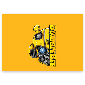 Поздравительная открытка с принтом Transformers Bumblebee в Новосибирске, 100% бумага | плотность бумаги 280 г/м2, матовая, на обратной стороне линовка и место для марки
 | bumblebee | transformers | автоботы | бамблби | мегатрон | оптимус прайм | роботы | трансформеры