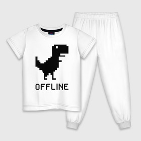 Детская пижама хлопок с принтом Offline в Новосибирске, 100% хлопок |  брюки и футболка прямого кроя, без карманов, на брюках мягкая резинка на поясе и по низу штанин
 | dinosaur | google | internet | offline | гугл | динозавр | интернет | офлайн | оффлайн