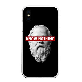 Чехол для iPhone XS Max матовый с принтом Ничего Не Знаю в Новосибирске, Силикон | Область печати: задняя сторона чехла, без боковых панелей | supreme | греция | картинка | прикол | прикольна | сократ | статуя | супреме | суприм | суприме | философ | философия