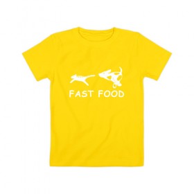 Детская футболка хлопок с принтом Fast food (белый) в Новосибирске, 100% хлопок | круглый вырез горловины, полуприлегающий силуэт, длина до линии бедер | Тематика изображения на принте: 