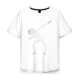 Мужская футболка хлопок Oversize с принтом DAB Skeleton в Новосибирске, 100% хлопок | свободный крой, круглый ворот, “спинка” длиннее передней части | 