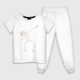 Детская пижама хлопок с принтом DAB Skeleton в Новосибирске, 100% хлопок |  брюки и футболка прямого кроя, без карманов, на брюках мягкая резинка на поясе и по низу штанин
 | 
