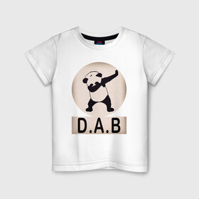 Детская футболка хлопок с принтом DAB Panda в Новосибирске, 100% хлопок | круглый вырез горловины, полуприлегающий силуэт, длина до линии бедер | best | dab | dabbig | dance | freedom | hip hop | music | panda | rap | даб | даббинг | животные | крутой | лучший | медведь | музыка | панда | рэп | рэпер | свобода | танец | хип хоп