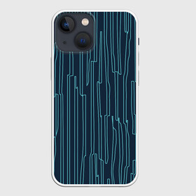 Чехол для iPhone 13 mini с принтом Стильный узор в Новосибирске,  |  | абстрактное | голубое | полоса | полосы | синее | узор | узоры | чёрное | эфемерное